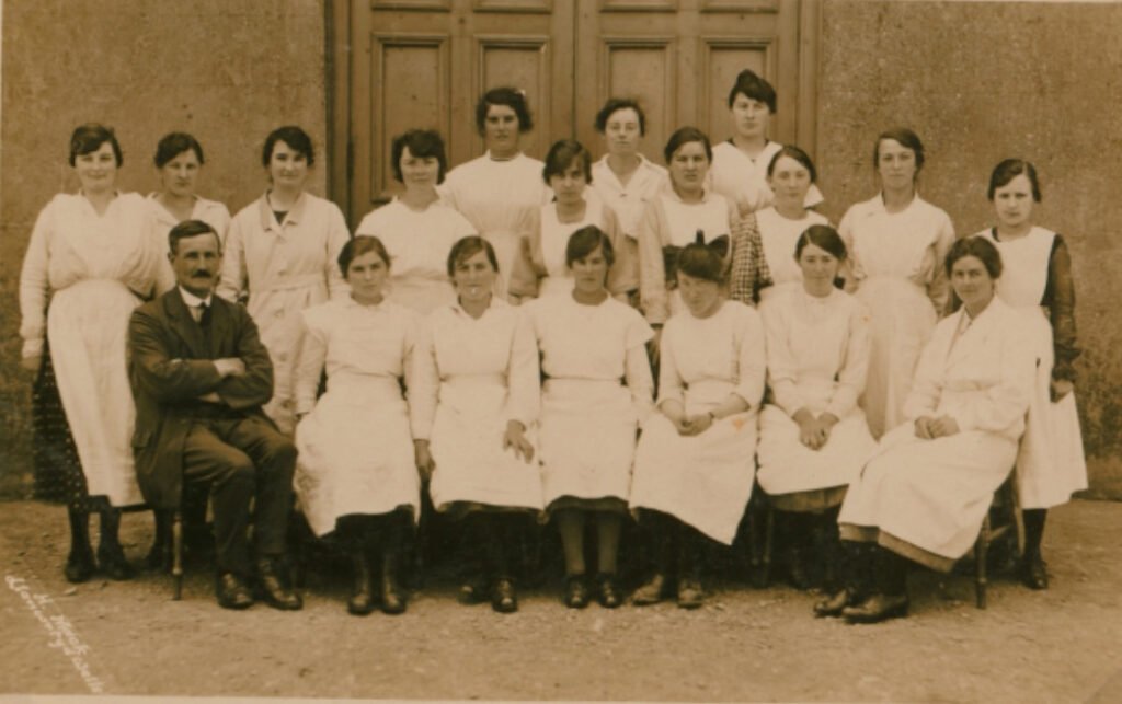 archive photo showing Cheese making group